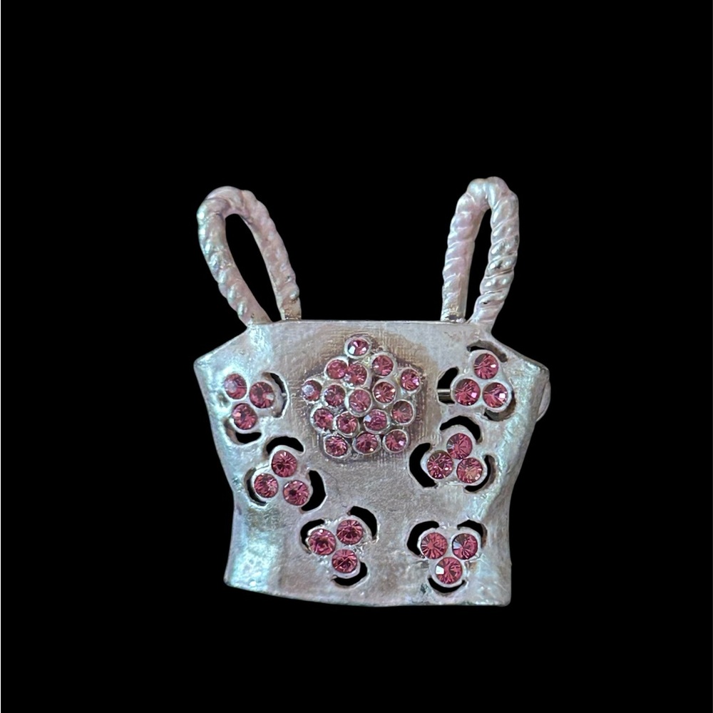 Elegant Silver and Pink Brooch